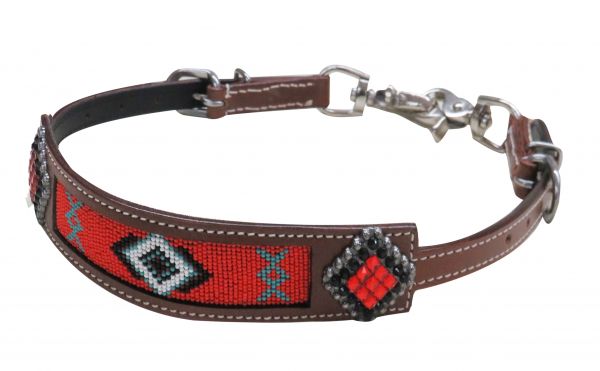 Beaded Navajo wither strap with crystal rhinestone conchos- Beaded Navajo wither strap with crystal rhinestone conchos