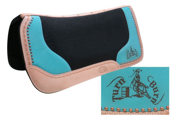 32" x 31" x 1" Black felt saddle pad with branded " Turn 'N' Burn" logo-32 x 31 x 1 Black felt saddle pad with branded Turn 'N' Burn logo
