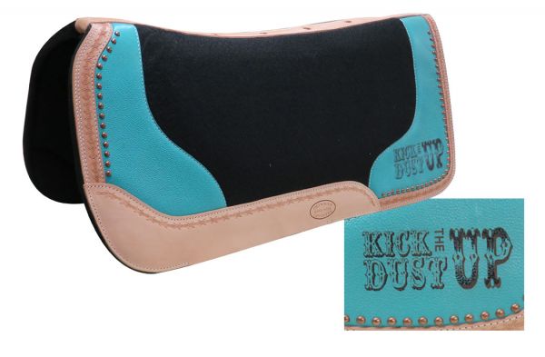 32" x 31" x 1" Black felt saddle pad with branded " Kick the Dust Up" logo- 32 x 31 x 1 Black felt saddle pad with branded Kick the Dust Up logo