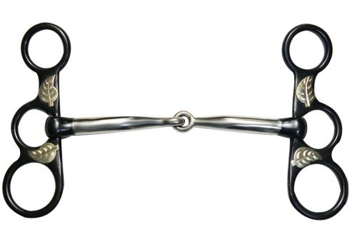 Black Steel bit with engraved oak leaf accents-Black Steel bit with engraved oak leaf accents