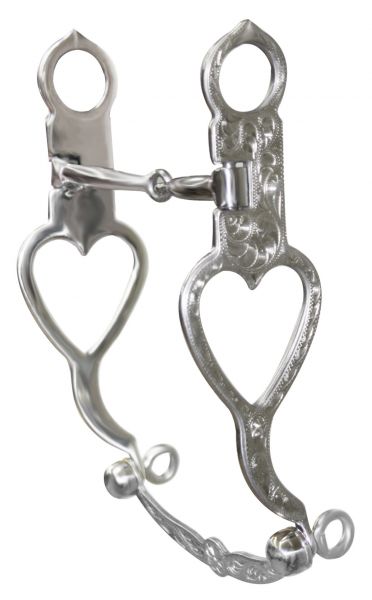 stainless steel bit with fully engraved with open heart on 8.5" cheeks.-stainless steel bit with fully engraved with open heart on 8.5 cheeks.