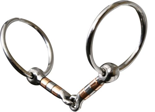 stainless steel snaffle with 5" mouth with copper and stainless rollers-stainless steel snaffle with 5 mouth with copper and stainless rollers