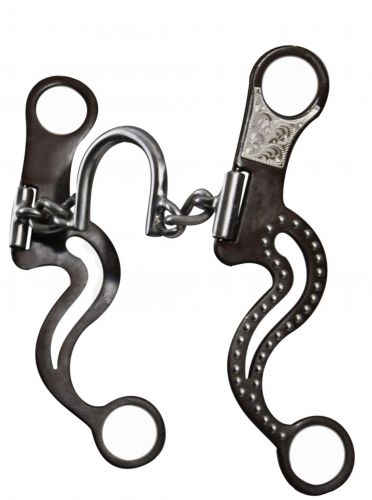 stainless steel chain link round ported bit with brown steel cheeks-stainless steel chain link round ported bit with brown steel cheeks