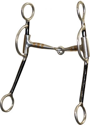 stainless steel training snaffle bit. 5" mouth and angled antique 8" cheek-stainless steel training snaffle bit. 5 mouth and angled antique 8 cheek