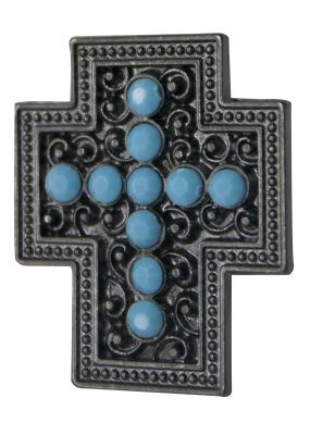 Turquoise rhinestone cross concho-Turquoise rhinestone cross concho