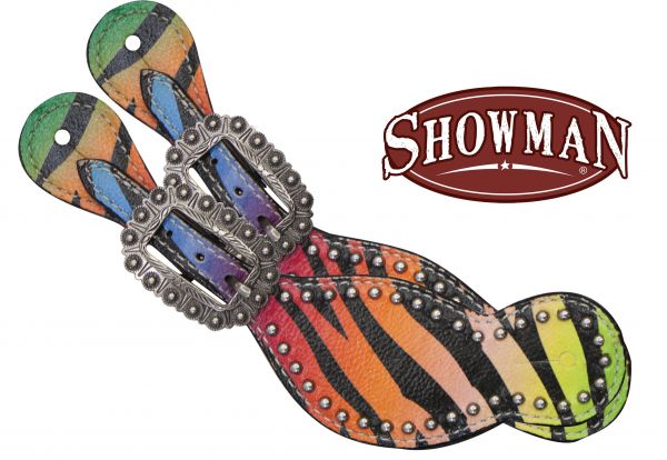 Ladies size rainbow zebra print spur straps-Ladies size rainbow zebra print spur straps