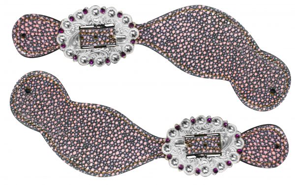 Ladies size pink sting ray print spur straps.-Ladies size pink sting ray print spur straps.