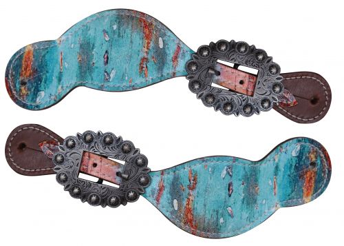 Copper patina spur straps-Copper patina spur straps