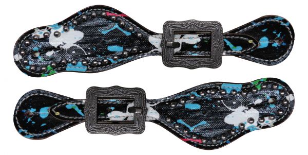 Youth paint splatter spur straps-Youth paint splatter spur straps