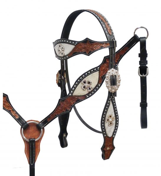 hair on cowhide headstall and breast collar set- hair on cowhide headstall and breast collar set