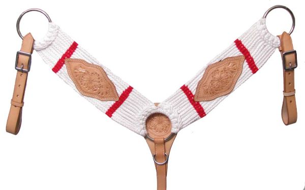 13 strand breastcollar with tooled leather-13 strand breastcollar with tooled leather