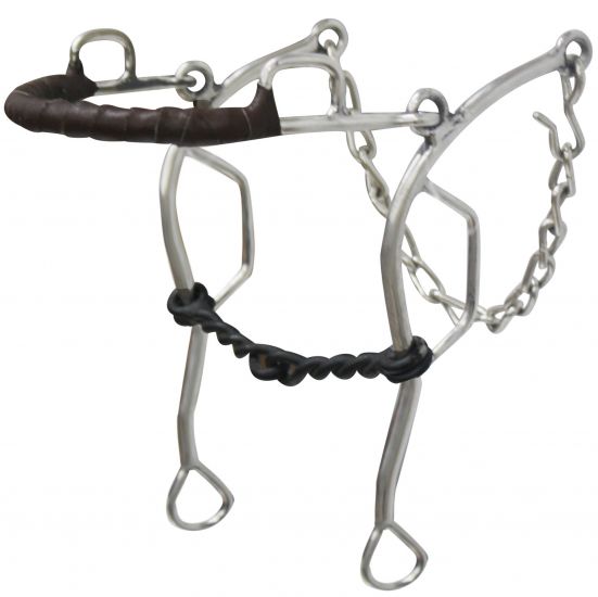 stainless steel leather wrapped nose gag hackamore with 7.5" cheeks-stainless steel leather wrapped nose gag hackamore with 7.5 cheeks