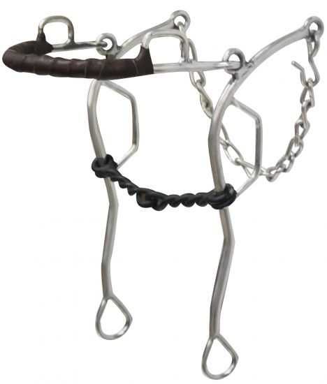 stainless steel leather wrapped nose gag hackamore with 10.5" cheeks-stainless steel leather wrapped nose gag hackamore with 10.5 cheeks