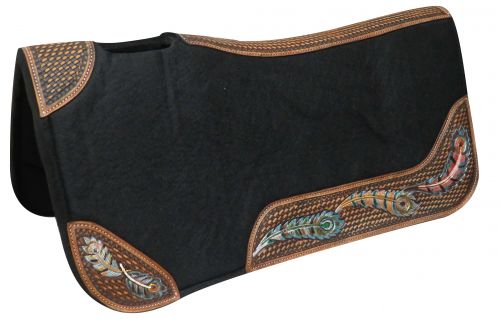 32" X 31" Contoured felt bottom saddle pad with painted wear leathers- 32 X 31 Contoured felt bottom saddle pad with painted wear leathers