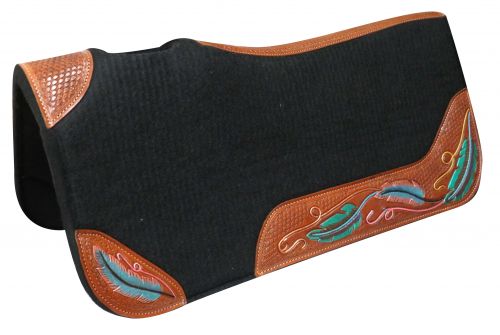 32" X 31" Contoured felt bottom saddle pad with painted wear leathers-32 X 31 Contoured felt bottom saddle pad with painted wear leathers