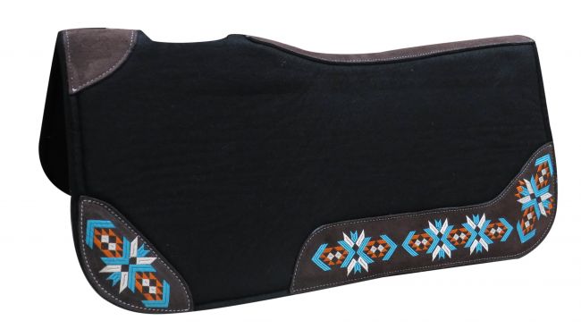 32" X 31" X 1" Black felt contoured pad with embroidered wear leathers- 32 X 31 X 1 Black felt contoured pad with embroidered wear leathers