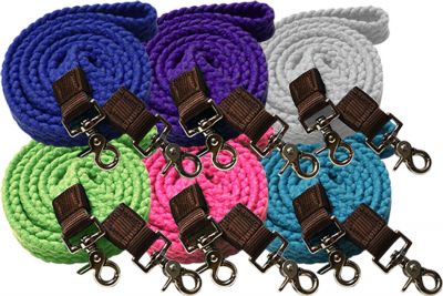 7.5 ft long white cotton roping reins with scissor snap ends-7.5 ft long white cotton roping reins with scissor snap ends