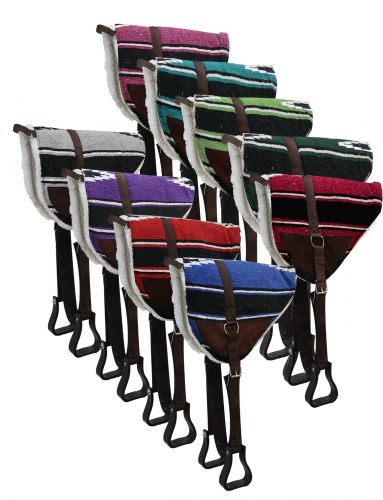 Navajo bareback saddle pad with Kodel fleece bottom and suede wear leathers-Navajo bareback saddle pad with Kodel fleece bottom and suede wear leathers