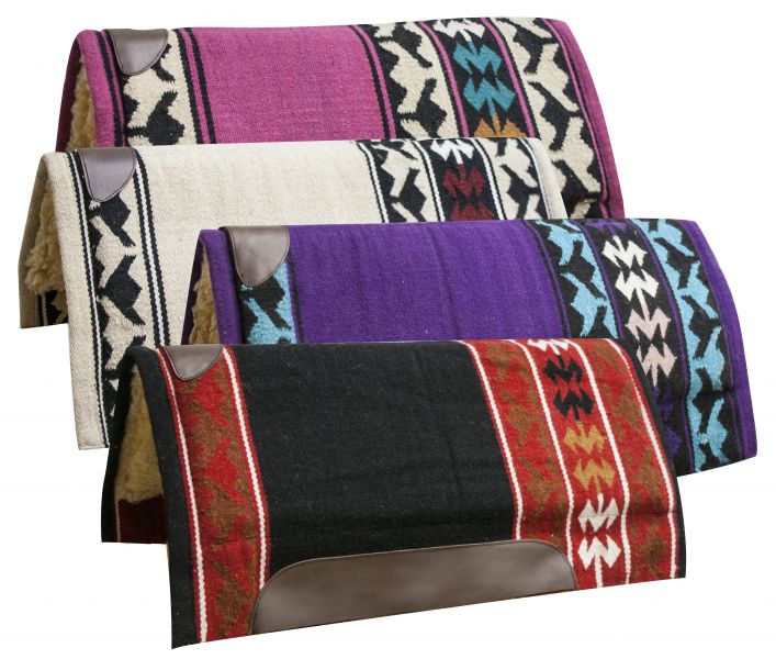 32 x 34 Economy cutter saddle pad with woven wool top and 1" fleece bottom-32 x 34 Economy cutter saddle pad with woven wool top and 1 fleece bottom