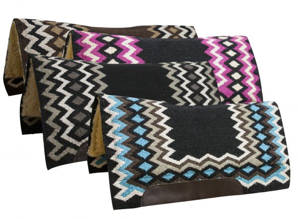 34" x 36" Contoured cutter style wool top saddle pad with diamond pattern-34 x 36 Contoured cutter style wool top saddle pad with diamond pattern