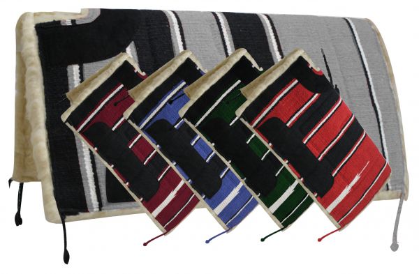 Showman 30" x 30" Navajo cut back saddle pad Kodel fleece and suede wear leathers-Showman 30 x 30 Navajo cut back saddle pad Kodel fleece and suede wear leathers