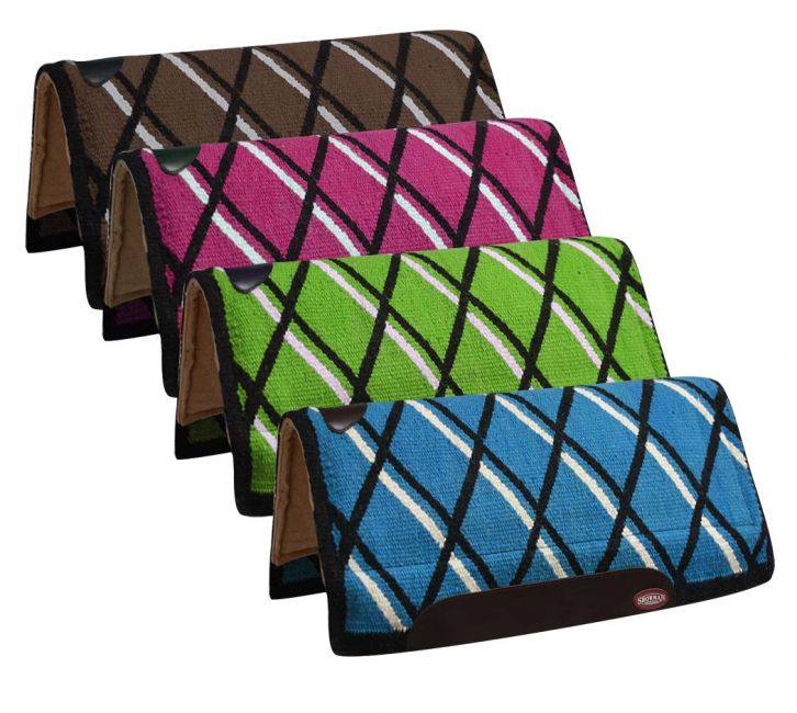 34" x 32" 100% Wool top, memory felt bottom saddle pad with leather trim- 34 x 32 100% Wool top, memory felt bottom saddle pad with leather trim