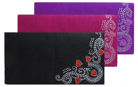 38"x 34" 5lb100% Woven New Zealand wool saddle blanket with crystal rhinestone hearts design-38x 34 5lb100% Woven New Zealand wool saddle blanket with crystal rhinestone hearts design