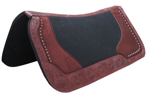 31" x 32" x 1" felt pad with floral tooled trim-31 x 32 x 1 felt pad with floral tooled trim