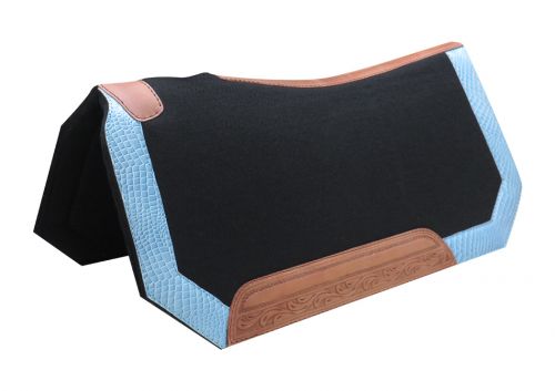 31" x 32" x 1" felt pad with turquoise alligator print trim- 31 x 32 x 1 felt pad with turquoise alligator print trim