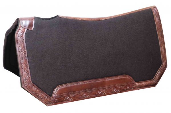 30" x 30"x 1" Brown felt pad with tooled leather trim- 30 x 30x 1 Brown felt pad with tooled leather trim
