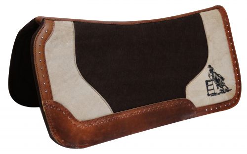 31" x 31" Dark brown felt pad with barrel racer embroidery-31 x 31 Dark brown felt pad with barrel racer embroidery