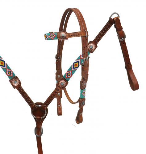 Beaded headstall and breast collar set-Beaded headstall and breast collar set