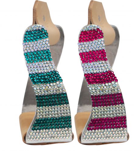 Lightweight twisted angled aluminum stirrups with crystal rhinestones-Lightweight twisted angled aluminum stirrups with crystal rhinestones