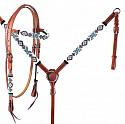Turquoise and Red Navajo Beaded headstall and breast collar set
