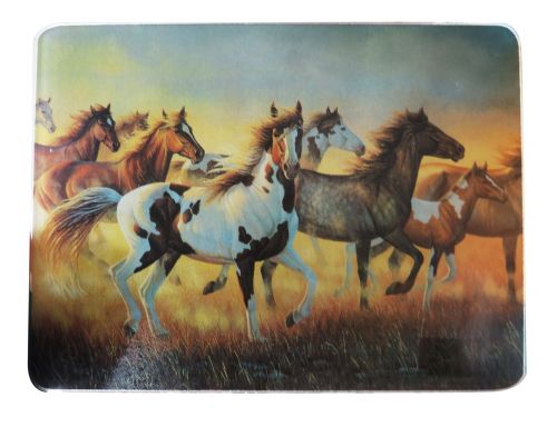 Tempered Glass cutting board with wild mustang herd-Tempered Glass cutting board with wild mustang herd