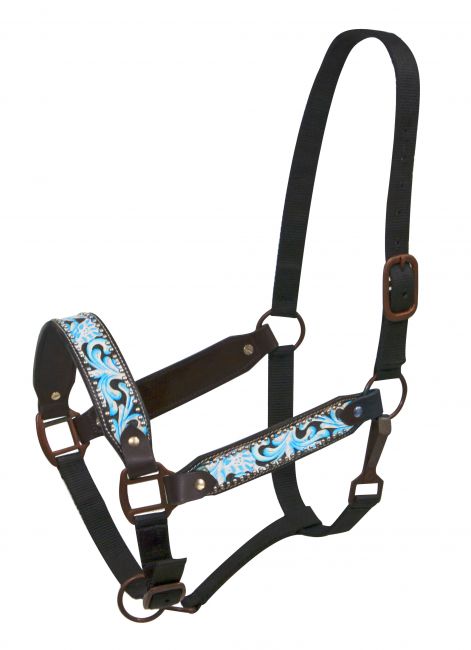 FULL SIZE Painted filigree belt halter with antique style hardware-FULL SIZE Painted filigree belt halter with antique style hardware