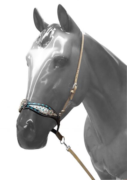 Adjustable tie down cowhide inlay accented with teal buck stitching- Adjustable tie down cowhide inlay accented with teal buck stitching