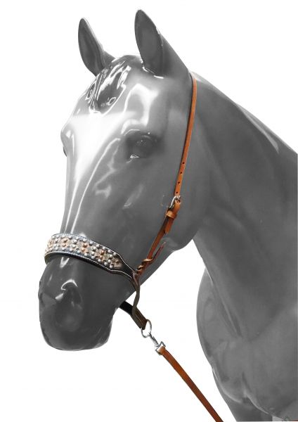 Adjustable studded noseband with tie down strap- Adjustable studded noseband with tie down strap