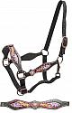 FULL SIZE Black leather belt style halter with pink buck stitch and floral tooling with an alligator print inlay-FULL SIZE Black leather belt style halter with pink buck stitch and floral tooling with an alligator print inlay