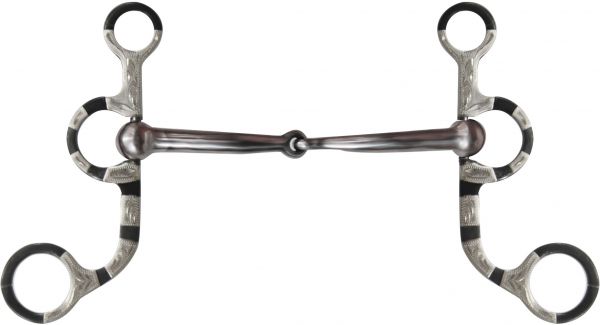 black steel Argentine style bit with engraved silver accents-black steel Argentine style bit with engraved silver accents