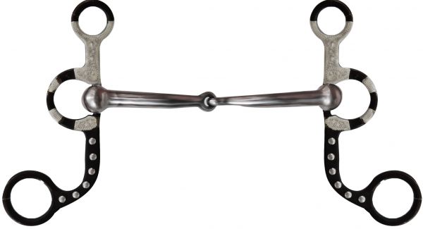 black steel bit with silver beads and engraved silver accents-black steel bit with silver beads and engraved silver accents