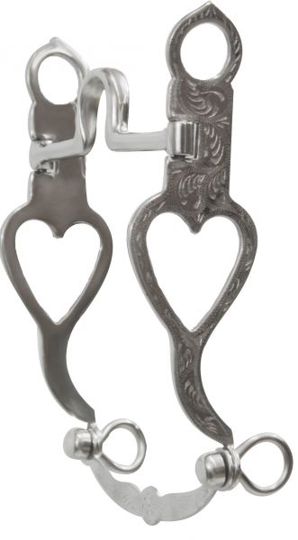stainless steel bit with fully engraved silver and open heart on 8.5" cheeks-stainless steel bit with fully engraved silver and open heart on 8.5 cheeks