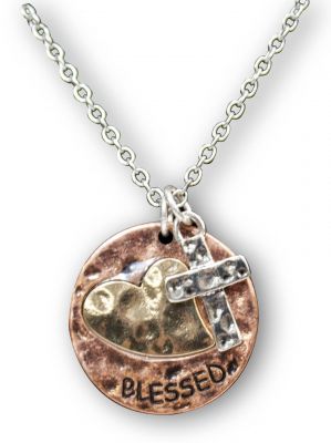 "Blessed" Necklace With Engraved Heart- Blessed Necklace With Engraved Heart