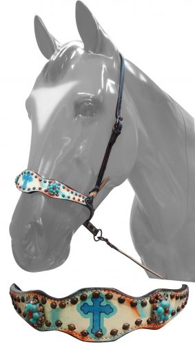 hand painted noseband with Celtic cross-hand painted noseband with Celtic cross