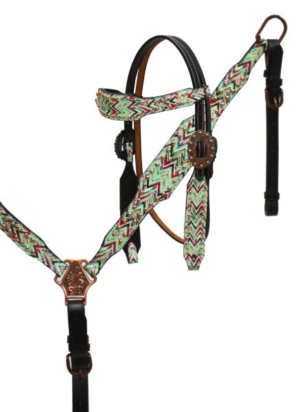 Chevron print headstall and breast collar set- Chevron print headstall and breast collar set