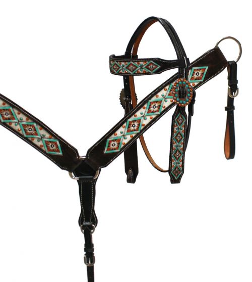 Hair on cowhide inlay headstall and breast collar-Hair on cowhide inlay headstall and breast collar