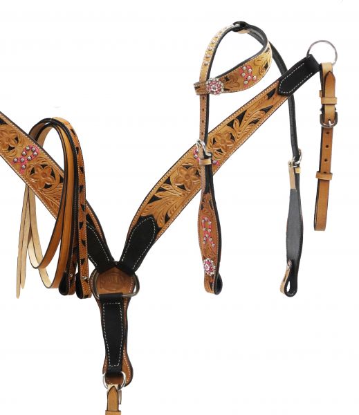 Pink Hope Ribbon Headstall and Breast Collar Set-Pink Hope Ribbon Headstall and Breast Collar Set