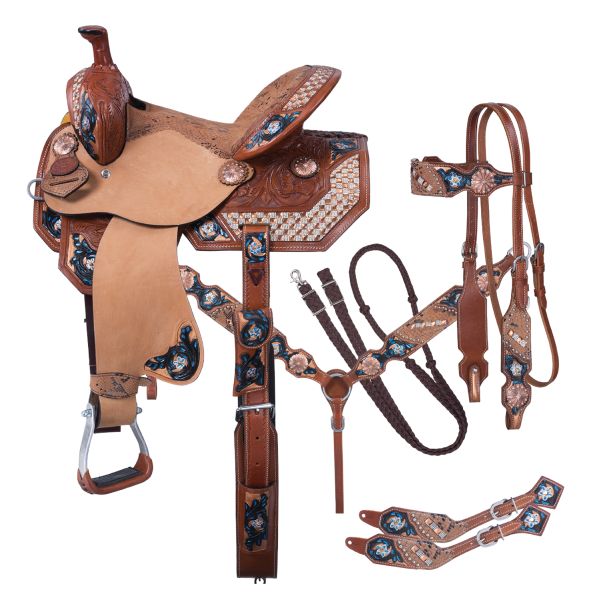 Silver Royal Savannah Barrel 5 Piece Saddle Package-Silver Royal Savannah Barrel 5 Piece Saddle Package