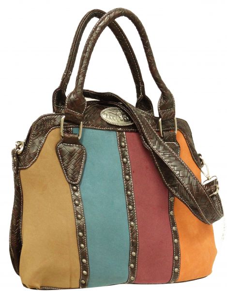 leather purse with colored suede style leather-leather purse with colored suede style leather
