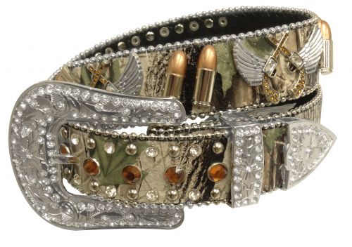 Showman Couture ™ Western style bling camo belt with removable buckle- Showman Couture ™ Western style bling camo belt with removable buckle